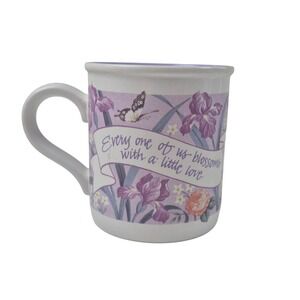 American Greetings Designers Collection Floral Stoneware Mug Purple Iris Vintage